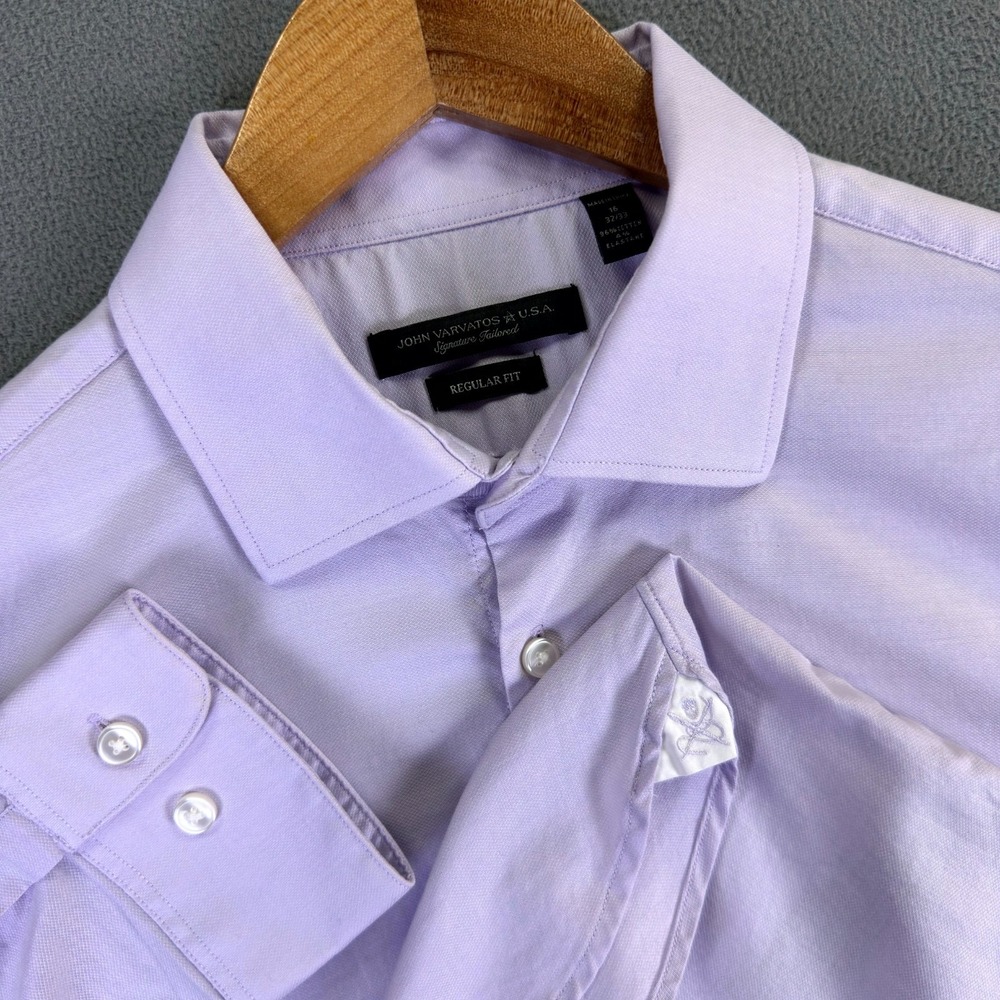 John Varvatos Shirt Mens 16 Lavender Purple Signature Tailored Prep Quiet Luxury
